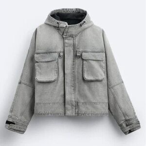 Zara Men Hooded Denim Trucker Jacket